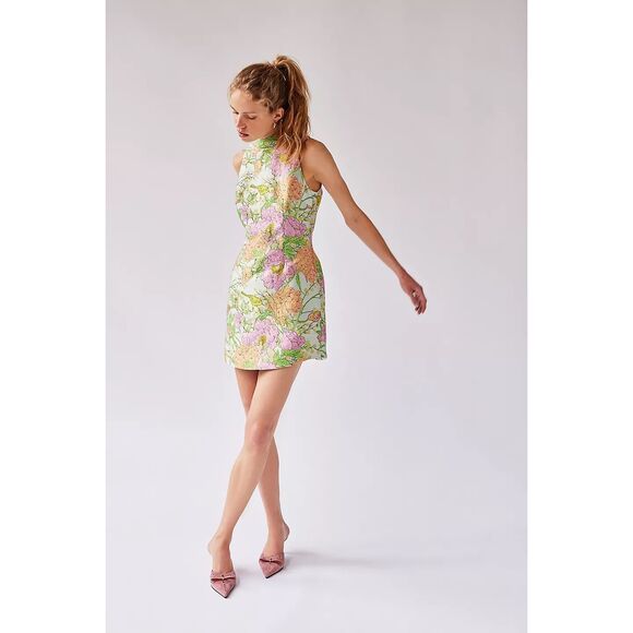 ELLIATT Sunbeam Mini Dress In Green Floral Wedding Guest Cocktail size S  NWT - Picture 3 of 6